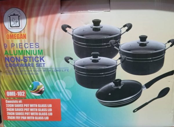 OMEGAN 9PCS ALUMINIUM NON-STICK COOKWARE SET