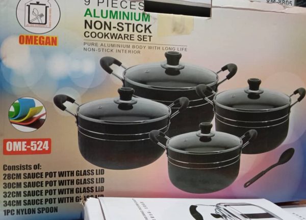 OMEGAN 9PCS ALUMINIUM NON-STICK COOKWARE SET